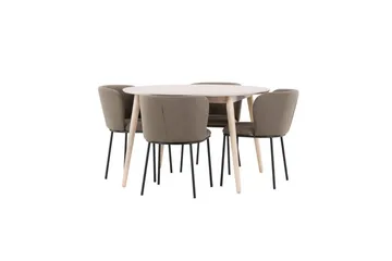 Matgrupp Flora Runt 120 cm Vit med 4st Edina Stolar Svart / Brun - Svart / Brun - Möbler - Matplats - Matgrupp & matbord med stolar