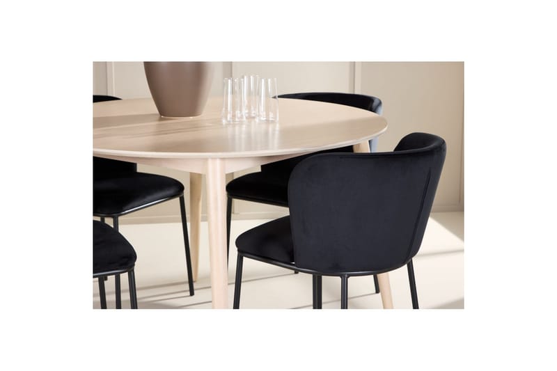 Matgrupp Flora Runt 120 cm Vit med 4st Edina Stolar Svart - Svart - Möbler - Matplats - Matgrupp & matbord med stolar