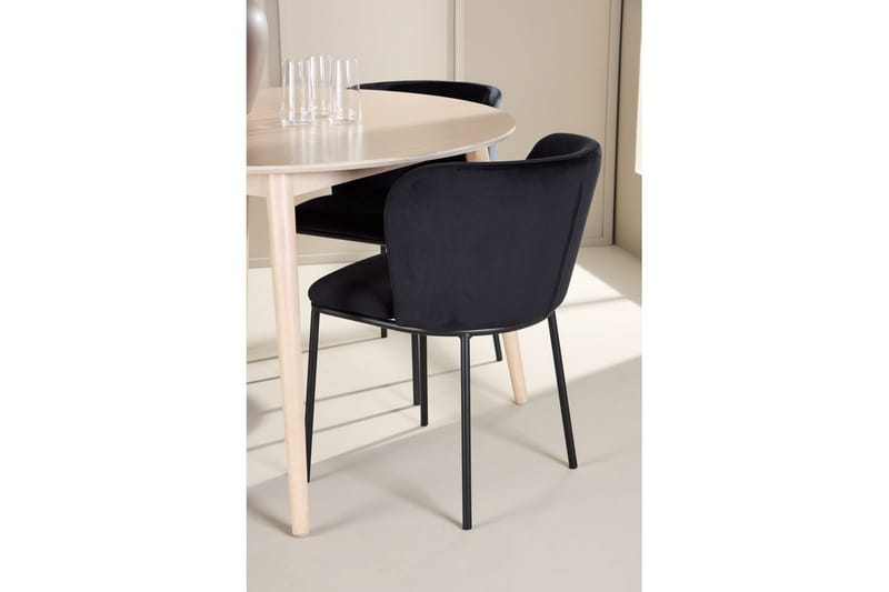Matgrupp Flora Runt 120 cm Vit med 4st Edina Stolar Svart - Svart - Möbler - Matplats - Matgrupp & matbord med stolar