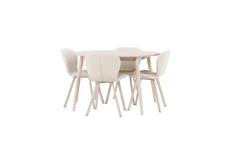 Matgrupp Flora Runt 120 cm Vit med 4st Lilja Stolar - Möbler - Matplats - Matgrupp & matbord med stolar