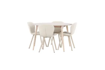 Matgrupp Flora Runt 120 cm Vit med 4st Lilja Stolar - Möbler - Matplats - Matgrupp & matbord med stolar