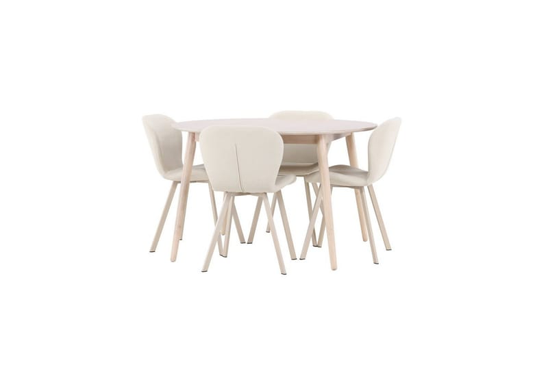 Matgrupp Flora Runt 120 cm Vit med 4st Lilja Stolar - Möbler - Matplats - Matgrupp & matbord med stolar