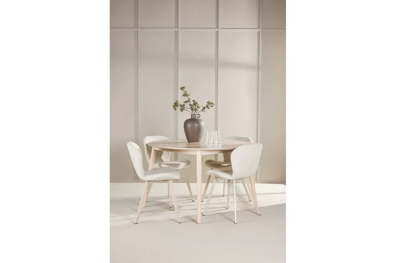 Matgrupp Flora Runt 120 cm Vit med 4st Lilja Stolar - Möbler - Matplats - Matgrupp & matbord med stolar
