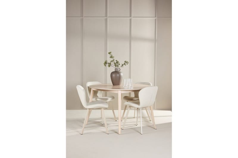 Matgrupp Flora Runt 120 cm Vit med 4st Lilja Stolar - Möbler - Matplats - Matgrupp & matbord med stolar