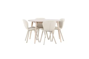 Matgrupp Flora Runt 120 cm Vit med 4st Lilja Stolar - Möbler - Matplats - Matgrupp & matbord med stolar