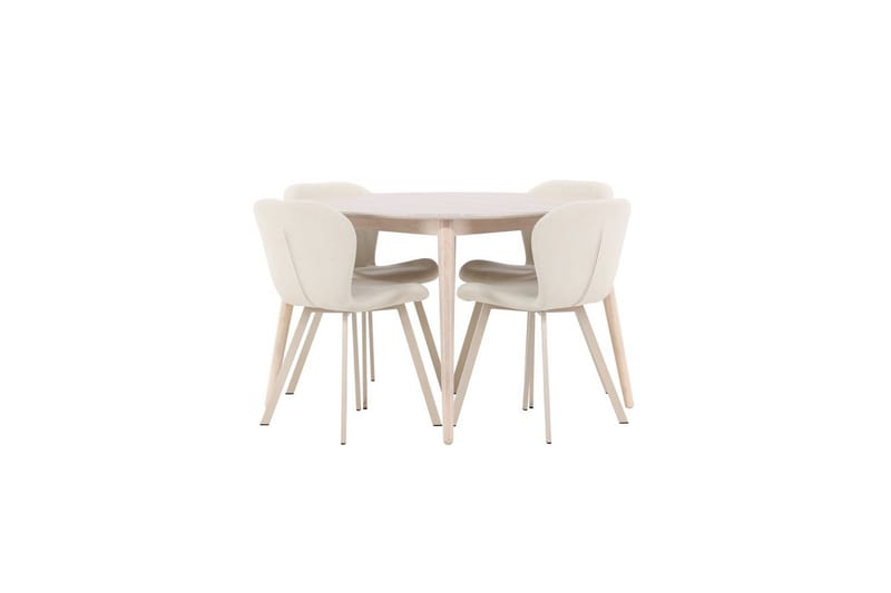 Matgrupp Flora Runt 120 cm Vit med 4st Lilja Stolar
