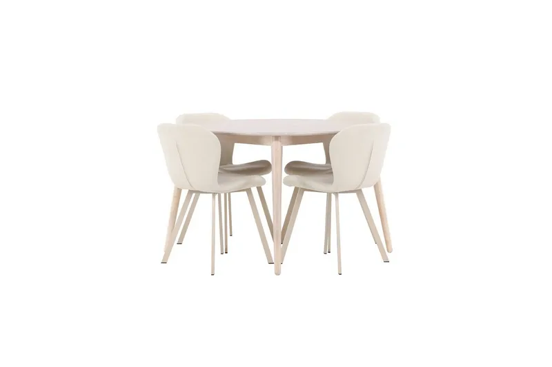 Matgrupp Flora Runt 120 cm Vit med 4st Lilja Stolar