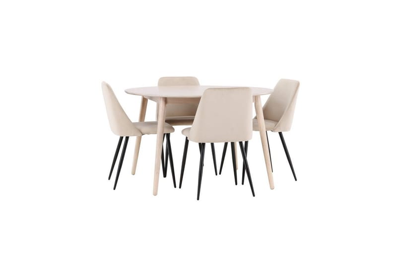 Matgrupp Flora Runt 120 cm Vit med 4st Night Stolar - Möbler - Matplats - Matgrupp & matbord med stolar