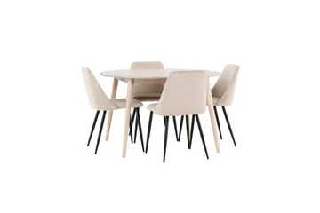Matgrupp Flora Runt 120 cm Vit med 4st Night Stolar - Möbler - Matplats - Matgrupp & matbord med stolar
