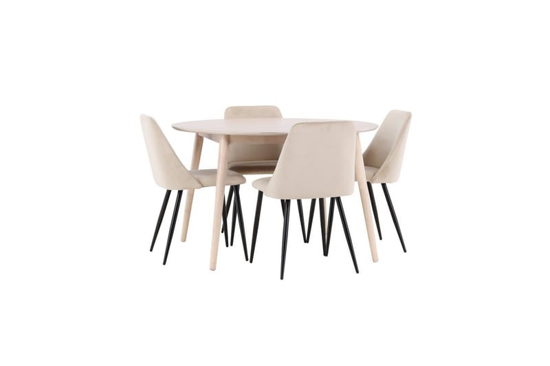 Matgrupp Flora Runt 120 cm Vit med 4st Night Stolar - Möbler - Matplats - Matgrupp & matbord med stolar