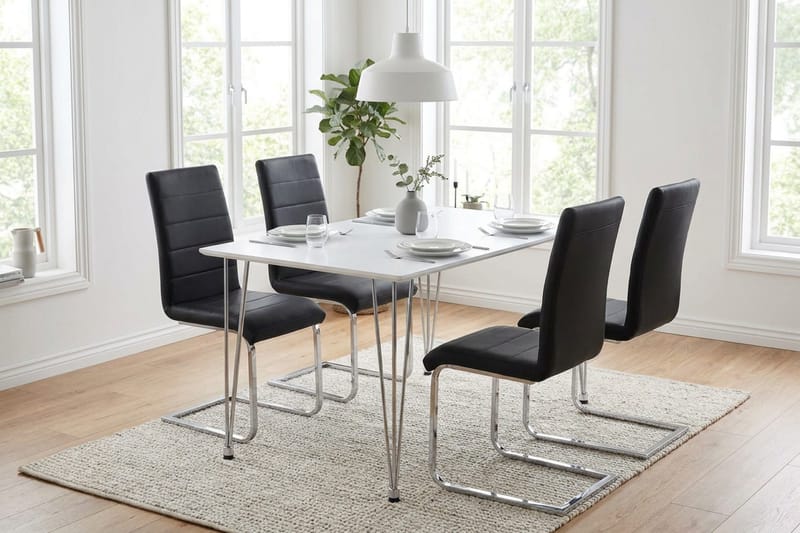 Matgrupp Kronblom 120 cm med 4 Cibus stolar - Vit - Möbler - Matplats - Matgrupp & matbord med stolar