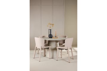 Matgrupp Lanzo Runt 120 cm Beige med 4st Astoria Stolar Beige - Beige - Möbler - Matplats - Matgrupp & matbord med stolar
