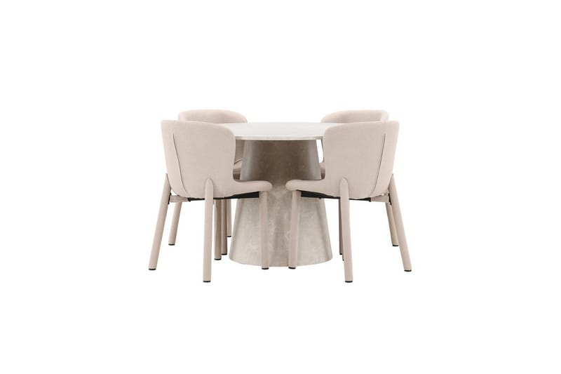 Matgrupp Lanzo Runt 120 cm Beige med 4st Astoria Stolar Beige, Beige