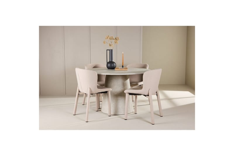 Matgrupp Lanzo Runt 120 cm Beige med 4st Astoria Stolar Beige - Beige - Möbler - Matplats - Matgrupp & matbord med stolar