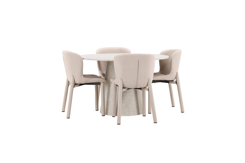 Matgrupp Lanzo Runt 120 cm Beige med 4st Astoria Stolar Beige - Beige - Möbler - Matplats - Matgrupp & matbord med stolar