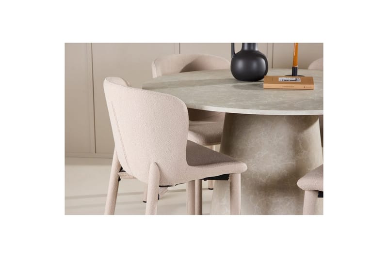 Matgrupp Lanzo Runt 120 cm Beige med 4st Astoria Stolar Beige - Beige - Möbler - Matplats - Matgrupp & matbord med stolar