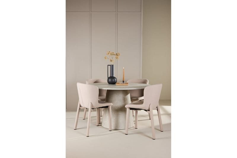 Matgrupp Lanzo Runt 120 cm Beige med 4st Astoria Stolar Beige - Beige - Möbler - Matplats - Matgrupp & matbord med stolar