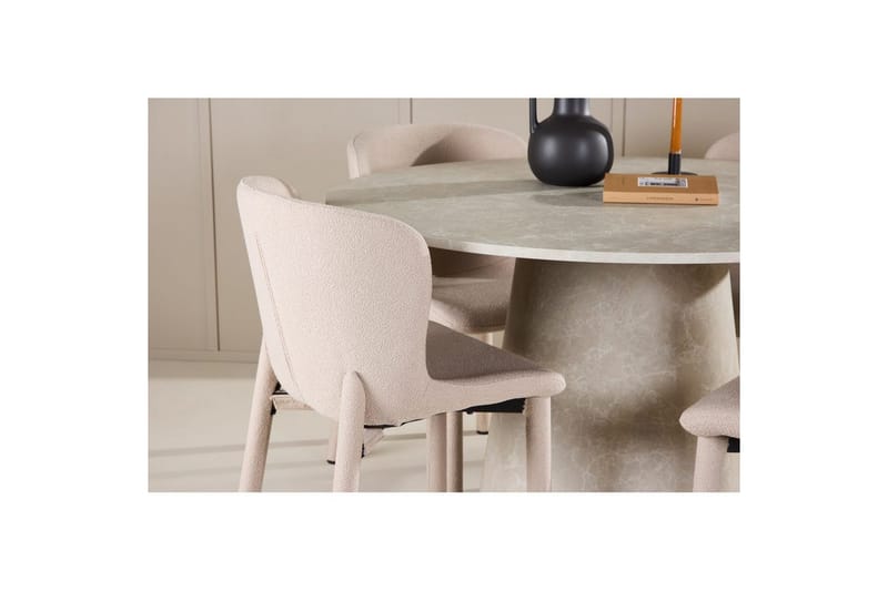 Matgrupp Lanzo Runt 120 cm Beige med 4st Astoria Stolar Beige - Beige - Möbler - Matplats - Matgrupp & matbord med stolar