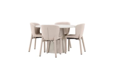 Matgrupp Lanzo Runt 120 cm Beige med 4st Astoria Stolar Beige - Beige - Möbler - Matplats - Matgrupp & matbord med stolar