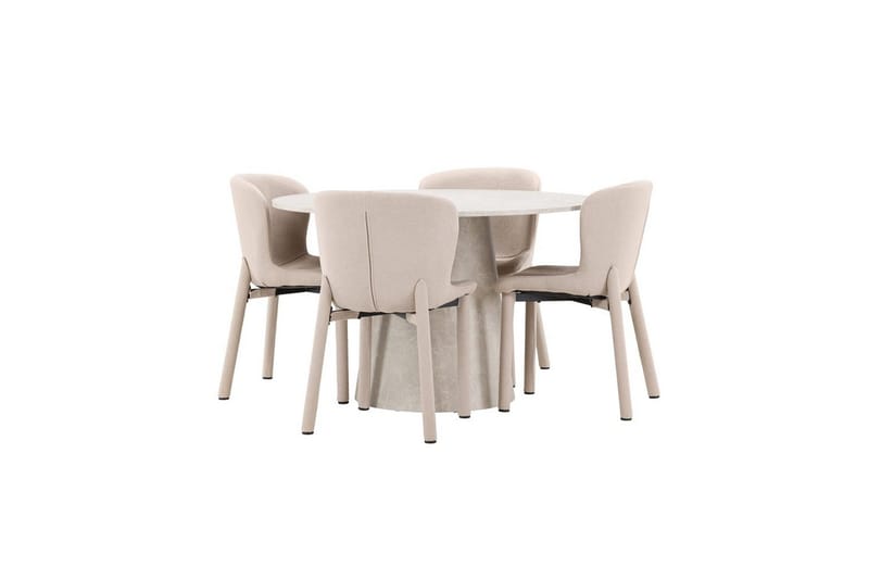 Matgrupp Lanzo Runt 120 cm Beige med 4st Astoria Stolar Beige - Beige - Möbler - Matplats - Matgrupp & matbord med stolar