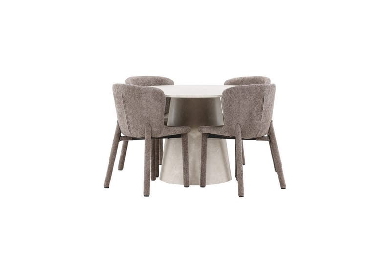 Matgrupp Lanzo Runt 120 cm Beige med 4st Astoria Stolar Brun - Brun - Möbler - Matplats - Matgrupp & matbord med stolar