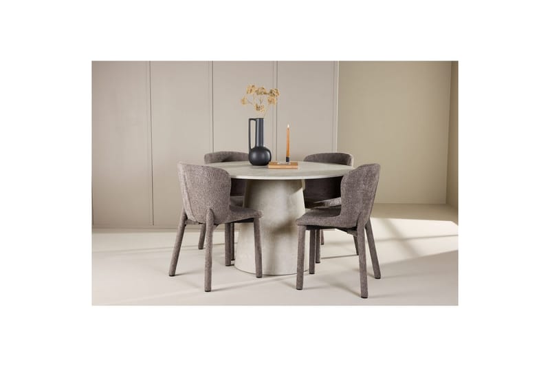 Matgrupp Lanzo Runt 120 cm Beige med 4st Astoria Stolar Brun - Brun - Möbler - Matplats - Matgrupp & matbord med stolar