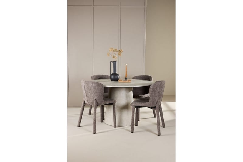 Matgrupp Lanzo Runt 120 cm Beige med 4st Astoria Stolar Brun - Brun - Möbler - Matplats - Matgrupp & matbord med stolar