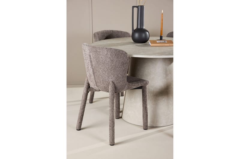 Matgrupp Lanzo Runt 120 cm Beige med 4st Astoria Stolar Brun - Brun - Möbler - Matplats - Matgrupp & matbord med stolar