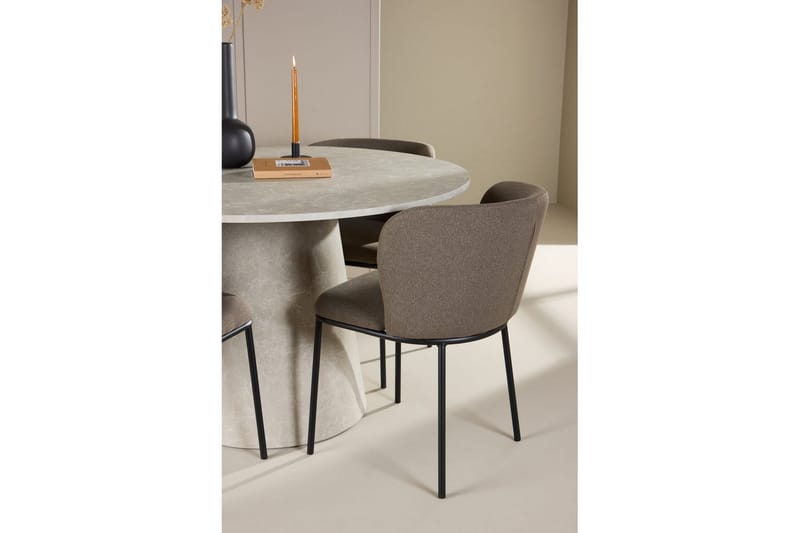 Matgrupp Lanzo Runt 120 cm Beige med 4st Edina Stolar Svart / Brun - Svart / Brun - Möbler - Matplats - Matgrupp & matbord med stolar