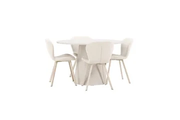 Matgrupp Lanzo Runt 120 cm med 4st Lilja Stolar Beige - Beige - Möbler - Matplats - Matgrupp & matbord med stolar