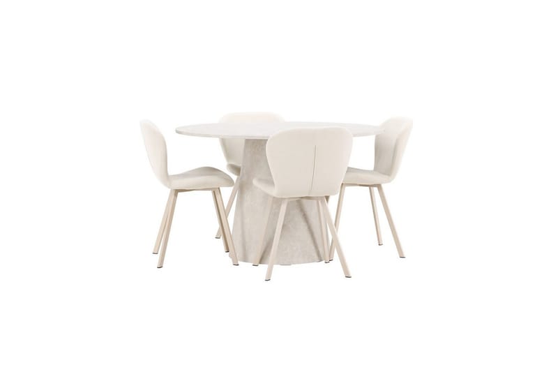 Matgrupp Lanzo Runt 120 cm med 4st Lilja Stolar Beige - Beige - Möbler - Matplats - Matgrupp & matbord med stolar