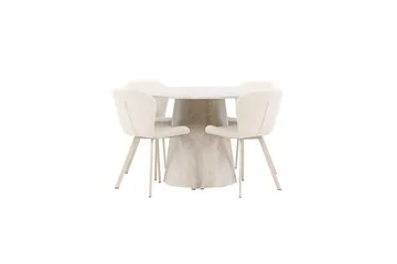 Matgrupp Lanzo Runt 120 cm med 4st Lilja Stolar Beige - Beige - Möbler - Matplats - Matgrupp & matbord med stolar