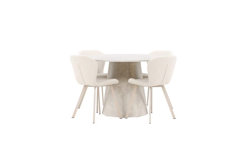 Matgrupp Lanzo Runt 120 cm med 4st Lilja Stolar Beige - Beige - Möbler - Matplats - Matgrupp & matbord med stolar
