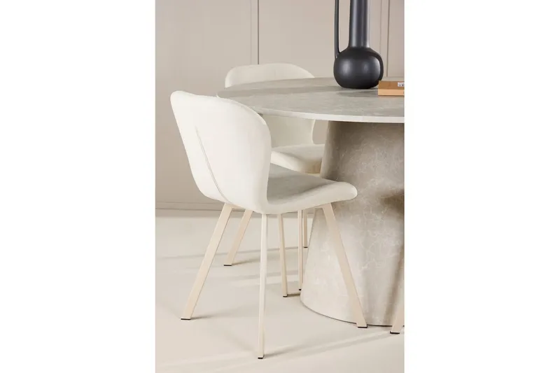 Matgrupp Lanzo Runt 120 cm med 4st Lilja Stolar Beige - Beige - Möbler - Matplats - Matgrupp & matbord med stolar