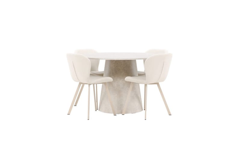 Matgrupp Lanzo Runt 120 cm med 4st Lilja Stolar Beige - Beige - Möbler - Matplats - Matgrupp & matbord med stolar