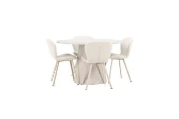 Matgrupp Lanzo Runt 120 cm med 4st Lilja Stolar Beige - Beige - Möbler - Matplats - Matgrupp & matbord med stolar