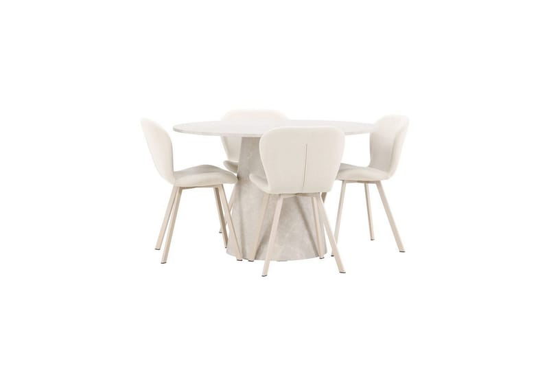 Matgrupp Lanzo Runt 120 cm med 4st Lilja Stolar Beige - Beige - Möbler - Matplats - Matgrupp & matbord med stolar