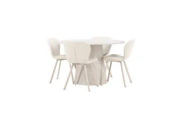 Matgrupp Lanzo Runt 120 cm med 4st Lilja Stolar Beige - Beige - Möbler - Matplats - Matgrupp & matbord med stolar