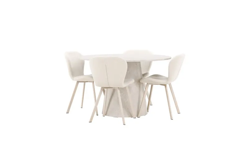 Matgrupp Lanzo Runt 120 cm med 4st Lilja Stolar Beige - Beige - Möbler - Matplats - Matgrupp & matbord med stolar