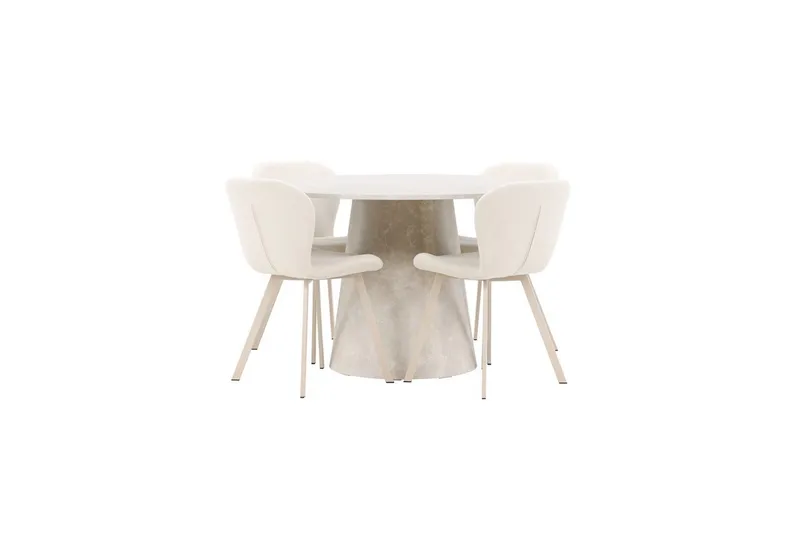 Matgrupp Lanzo Runt 120 cm med 4st Lilja Stolar Beige - Beige - Möbler - Matplats - Matgrupp & matbord med stolar