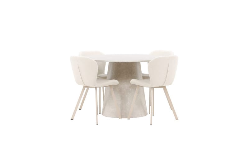 Matgrupp Lanzo Runt 120 cm med 4st Lilja Stolar Beige, Beige