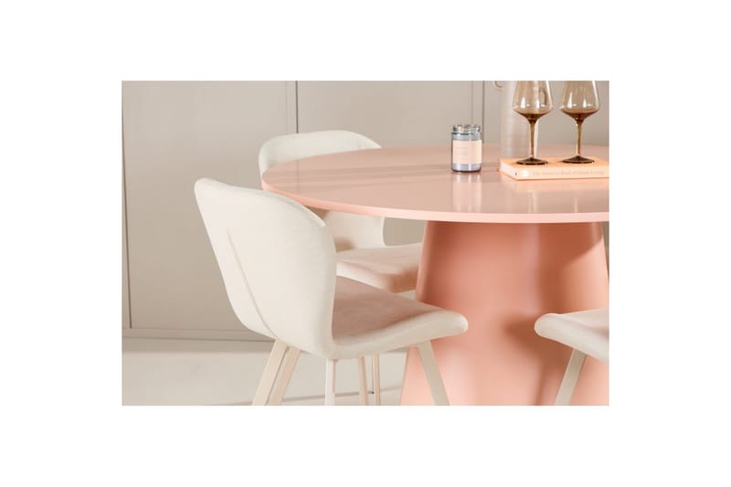 Matgrupp Lanzo Runt 120 cm med 4st Lilja Stolar Rosa - Rosa - Möbler - Matplats - Matgrupp & matbord med stolar