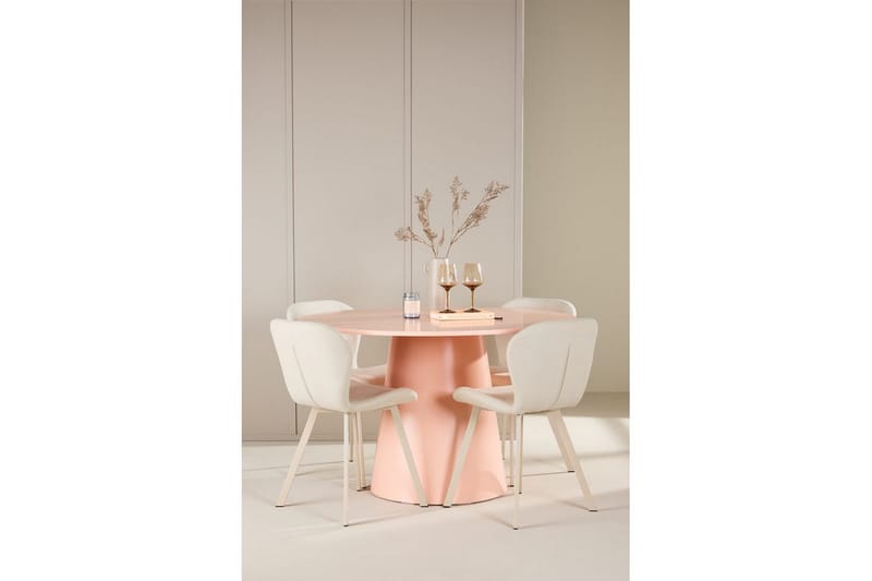 Matgrupp Lanzo Runt 120 cm med 4st Lilja Stolar Rosa - Rosa - Möbler - Matplats - Matgrupp & matbord med stolar