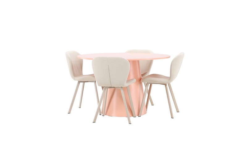 Matgrupp Lanzo Runt 120 cm med 4st Lilja Stolar Rosa - Rosa - Möbler - Matplats - Matgrupp & matbord med stolar