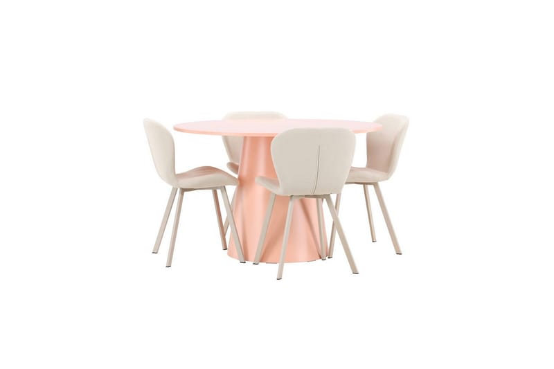 Matgrupp Lanzo Runt 120 cm med 4st Lilja Stolar Rosa - Rosa - Möbler - Matplats - Matgrupp & matbord med stolar