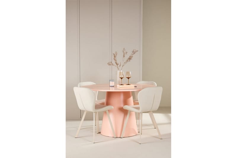 Matgrupp Lanzo Runt 120 cm med 4st Lilja Stolar Rosa - Rosa - Möbler - Matplats - Matgrupp & matbord med stolar