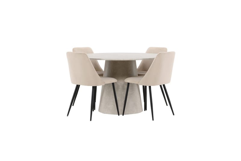 Matgrupp Lanzo Runt 120 cm med 4st Night Stolar Beige, Beige
