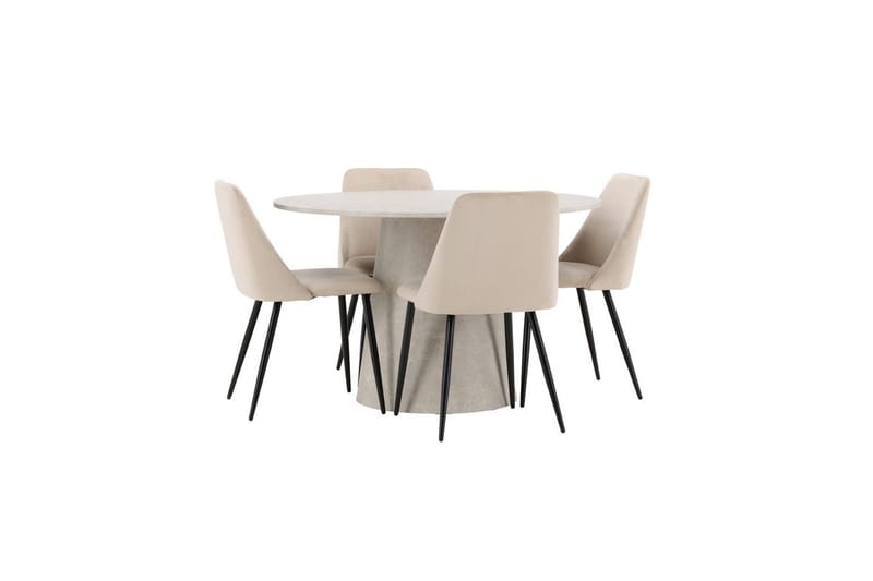 Matgrupp Lanzo Runt 120 cm med 4st Night Stolar Beige - Beige - Möbler - Matplats - Matgrupp & matbord med stolar