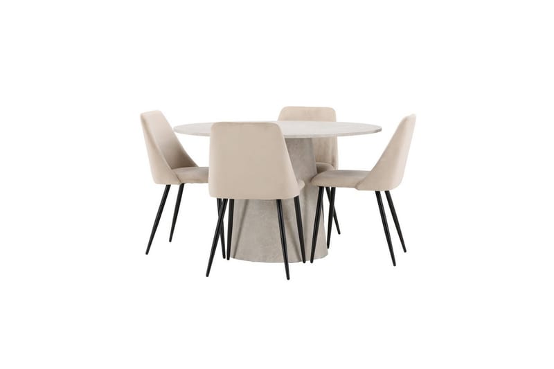 Matgrupp Lanzo Runt 120 cm med 4st Night Stolar Beige - Beige - Möbler - Matplats - Matgrupp & matbord med stolar