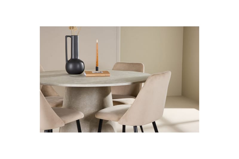 Matgrupp Lanzo Runt 120 cm med 4st Night Stolar Beige - Beige - Möbler - Matplats - Matgrupp & matbord med stolar